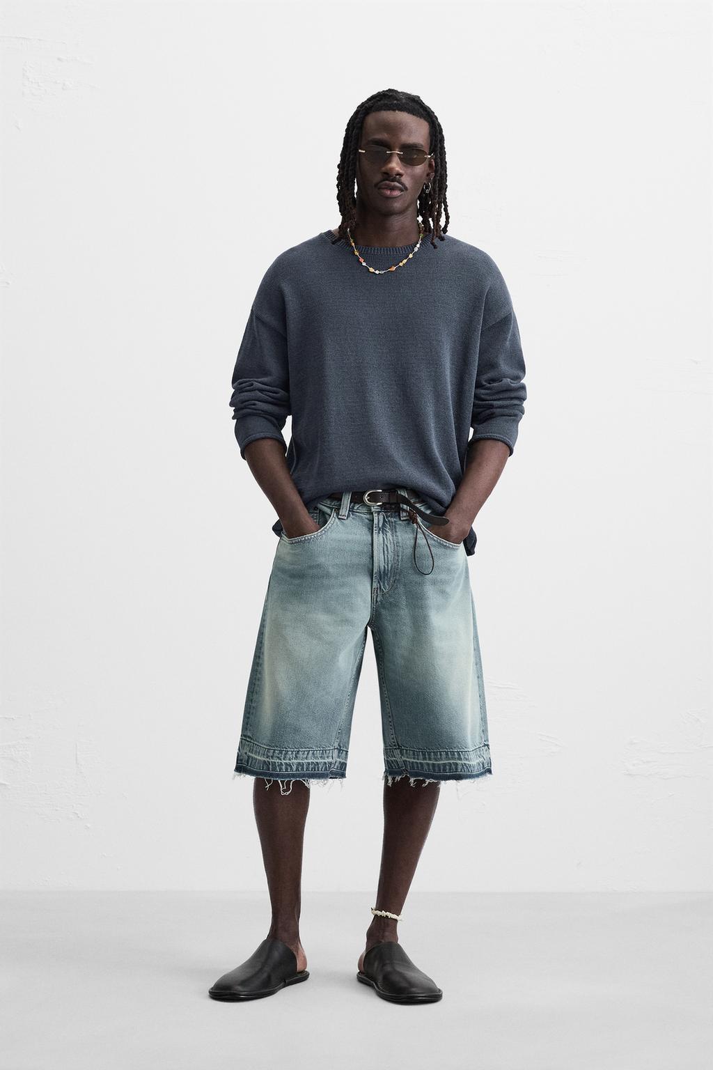 LOOSE-FIT DENIM BERMUDA SHORTS