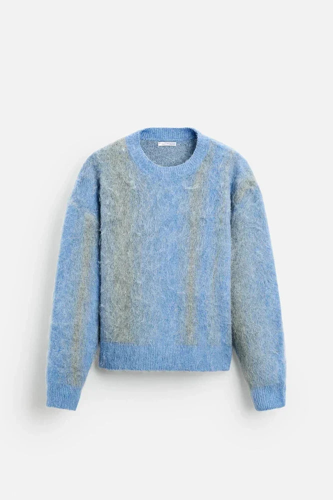 Blue abstract mohair sweater