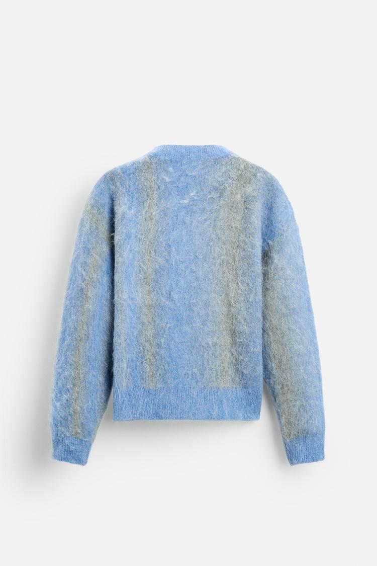 Blue abstract mohair sweater