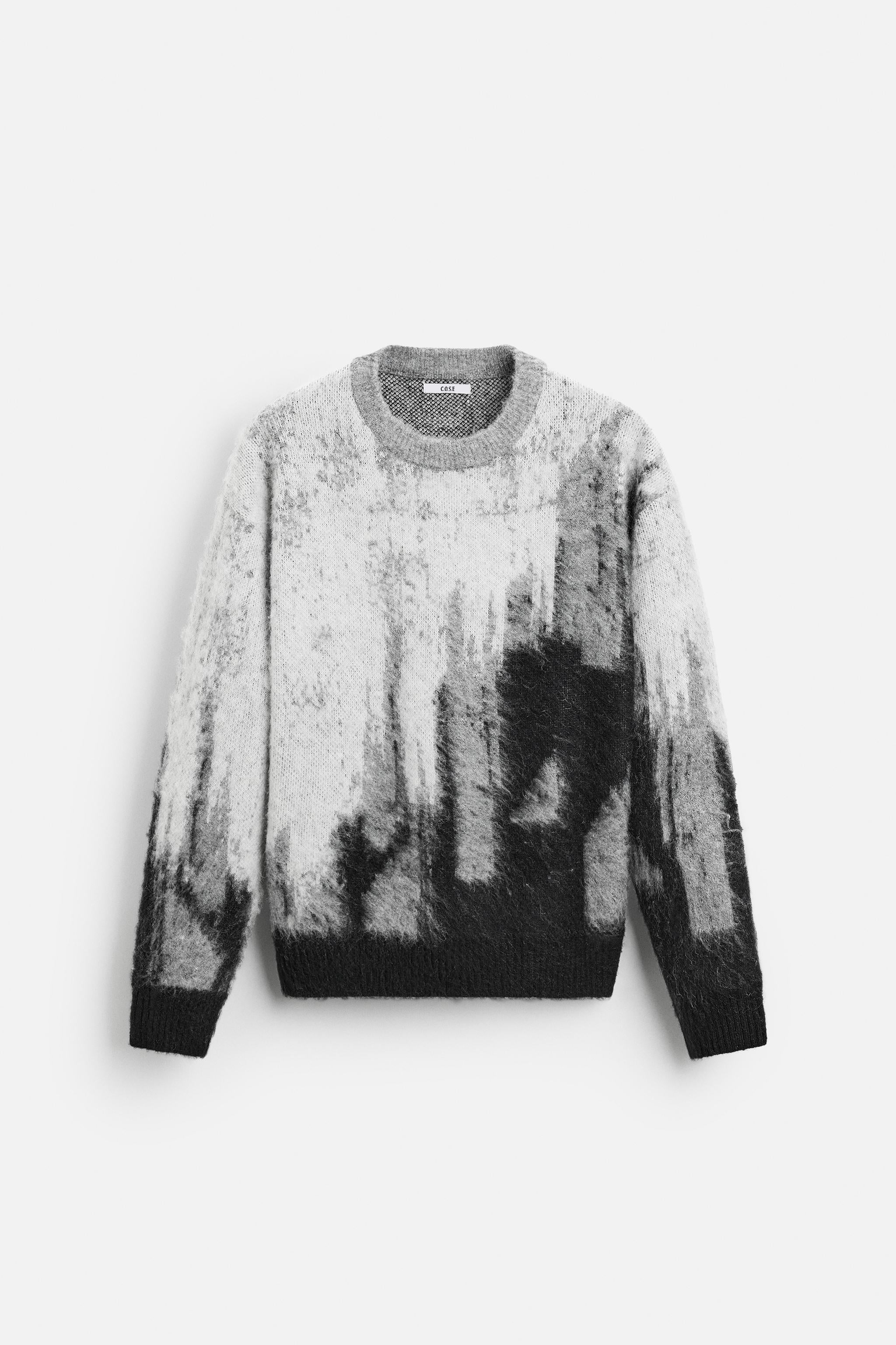 Grey abstract mohair sweater