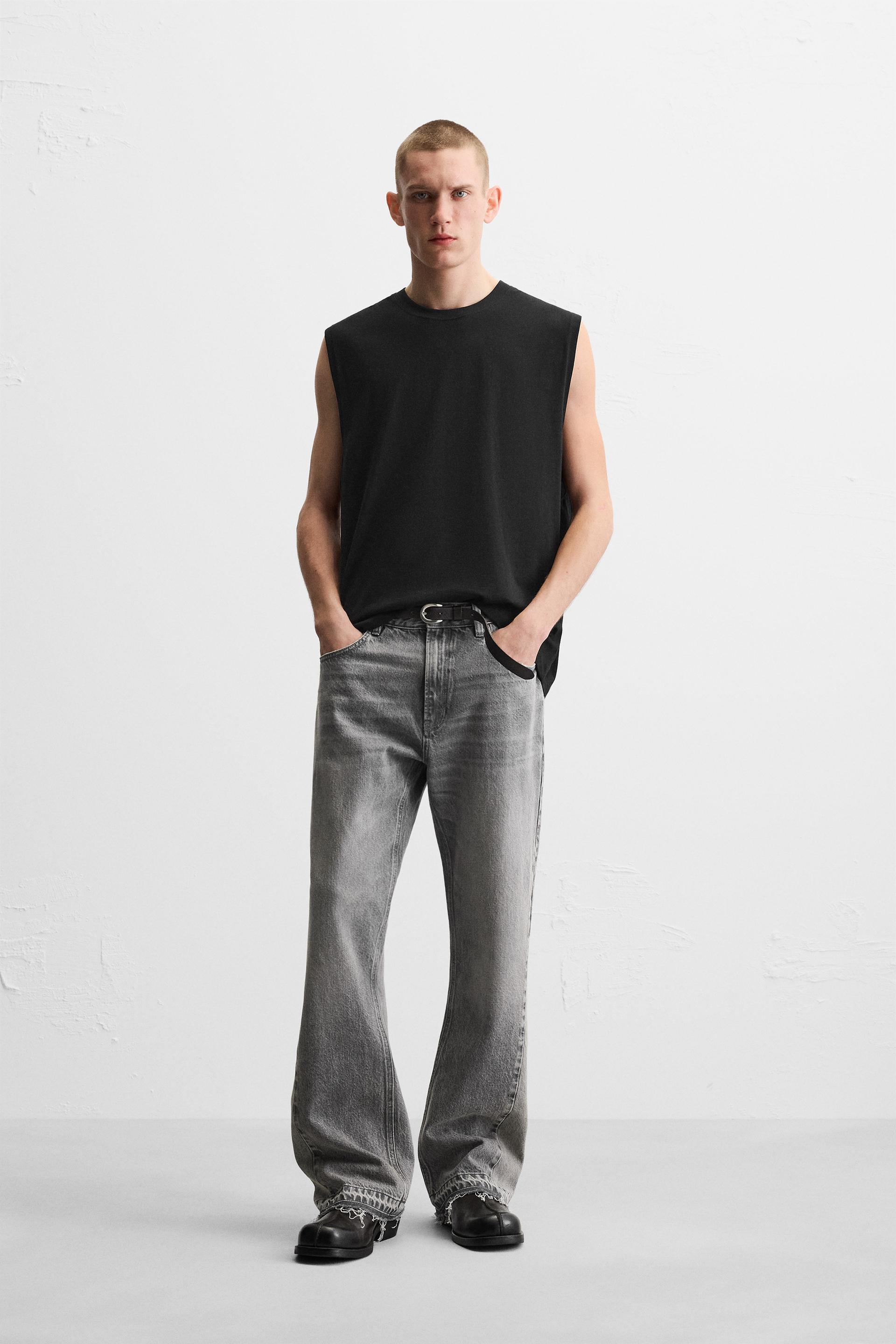 Grey flare jeans
