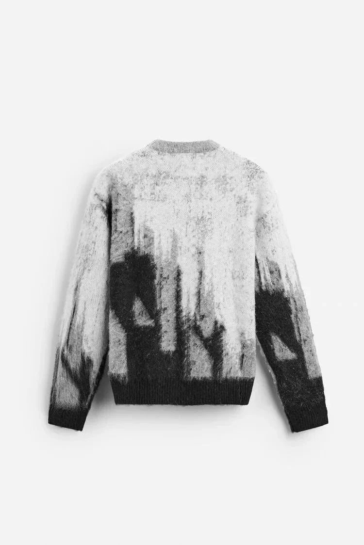 Grey abstract mohair sweater
